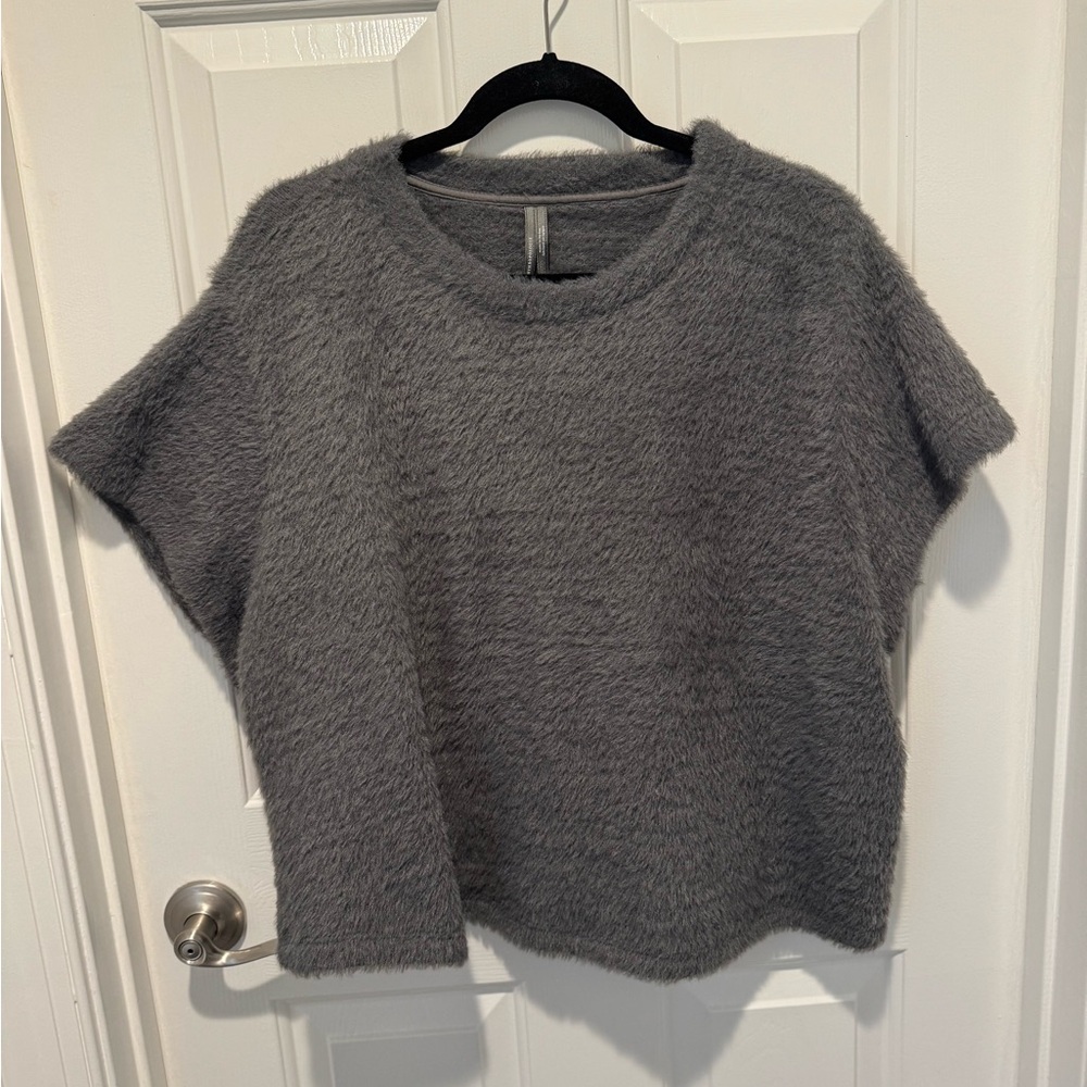 Anthropologie Gray Textured Crop Top